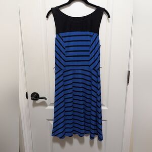 AB Studio Summer Dress, Medium Size, Fit Flare, Blue Black Colors